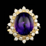 14k Gold 5.00ct Amethyst 0.70ct Diamond Ring