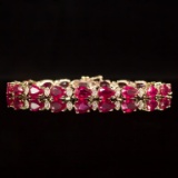 14K Gold 16.68ct Ruby 0.63ct Diamond Bracelet