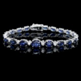 14k Gold 12.00ct Sapphire 0.80ct Diamond Bracelet