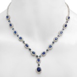 18K Gold 12.30ct Sapphire 5.25ct Diamond Necklace