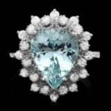 14k Gold 4.00ct Aquamarine 0.80ct Diamond Ring