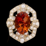 14k Gold 5.40ct Citrine 1.30ct Diamond Ring