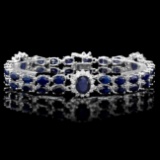 14k Gold 29ct Sapphire 1.75ct Diamond Bracelet