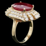 14k Yellow Gold 10.00ct Ruby 2.00ct Diamond Ring