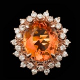 14k Rose Gold 5.50ct Citrine 0.80ct Diamond Ring