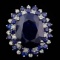 14k White Gold 13ct Sapphire 0.50ct Diamond Ring