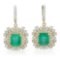 14K Gold 6.28ct Emerald 5.84ct Diamond Earrings