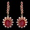 14k Gold 8.2ct Ruby 0.65ct Diamond Earrings