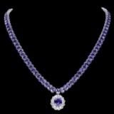 14k 45.25ct Tanzanite 1.35ct Diamond Necklace