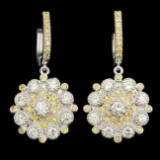 14k Gold 3.50ct Diamond 1.50ct Sapphire Earrings