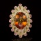 14K Gold 15.34ct Citrine, 0.90ct Pink Sapphire 1.10ct Diamond Ring