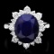 14k Gold 7.00ct Sapphire 1.00ct Diamond Ring