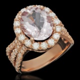 14K Gold 8.3ct Morganite 1.40ct Diamond Ring