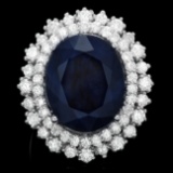 14k Gold 13.00ct Sapphire 1.85ct Diamond Ring