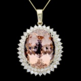 14k Gold 41ct Morganite 3.4ct Diamond Pendant