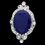 14k Gold 19.15ct Sapphire 1.30ct Diamond Ring