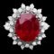 14k White Gold 8.50ct Ruby 1.10ct Diamond Ring