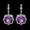 14k Gold 18.00ct Amethyst 1.90ct Diamond Earrings