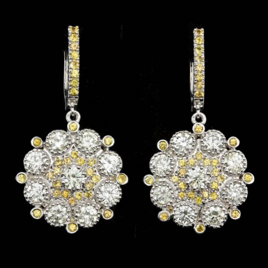14k Gold 4.75ct Diamond 1.50ct Sapphire Earrings