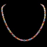 14k Gold 29ct Sapphire 1.45ct Diamond Necklace