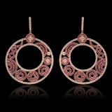 14K Rose Gold, 9.50cts Ruby & 7.87cts Diamond Earrings