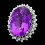 14k White Gold 27ct Amethyst 1.00ct Diamond Ring