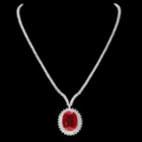 18k Gold 27.00ct Ruby 9.00ct Diamond Necklace