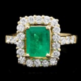 14k Gold 1.90ct Emerald 1.00ct Diamond Ring