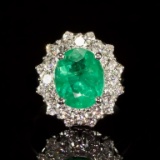 14K Gold 2.52ct Emerald 1.46ct Diamond Ring