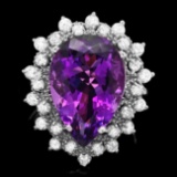 14k Gold 7.40ct Amethyst 0.95ct Diamond Ring