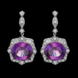 14k Gold 18.00ct Amethyst 1.90ct Diamond Earrings