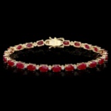 14k Yellow Gold 12ct Ruby 0.55ct Diamond Bracelet