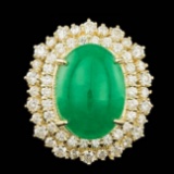 14k Yellow Gold 6.50ct Jade 2.00ct Diamond Ring