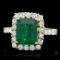 18k Yellow Gold 3.50ct Emerald 1ct Diamond Ring