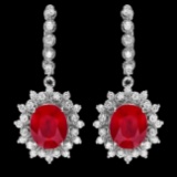 14k Gold 11.30ct Ruby 1.80ct Diamond Earrings