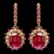 14k Gold 24.5ct Ruby 0.70ct Diamond Earrings