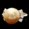 14k Yellow Gold 14mm Pearl 0.80ct Diamond Ring