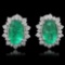 18K Gold 13.64ct Emerald 3.26ct Diamond Earrings