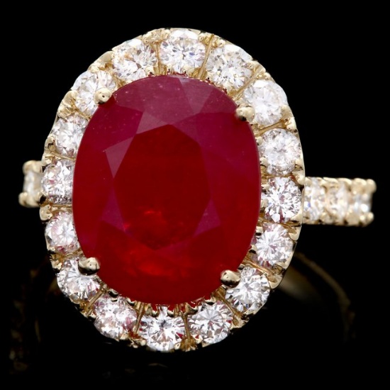 14k Yellow Gold 10.00ct Ruby 1.85ct Diamond Ring