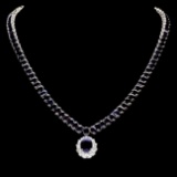 14k Gold 63ct Sapphire 1.40ct Diamond Necklace