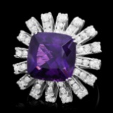 14k Gold 9.00ct Amethyst 3.85ct Diamond Ring