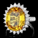 14k Gold 12.20ct Sapphire 1.40ct Diamond Ring