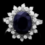 14k Gold 4.00ct Sapphire 0.75ct Diamond Ring
