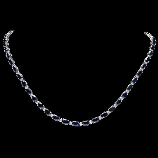 14k Gold 26.50ct Sapphire 1ct Diamond Necklace