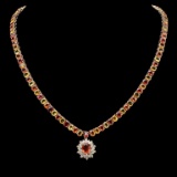 14K Gold 45.49ct Multi-Color Sapphire & 1.30ct Diamond Necklace