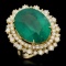 14K Gold 17.93ct Emerald 2.10ct Diamond Ring