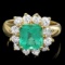 14k Gold 2.50ct Emerald 1.36ct Diamond Ring