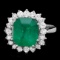 14k White Gold 3.70ct Emerald 0.90ct Diamond Ring