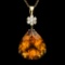 14K Gold 41.00ct Citrine Diamond Pendant