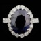 14k Gold 8.50ct Sapphire 1.50ct Diamond Ring